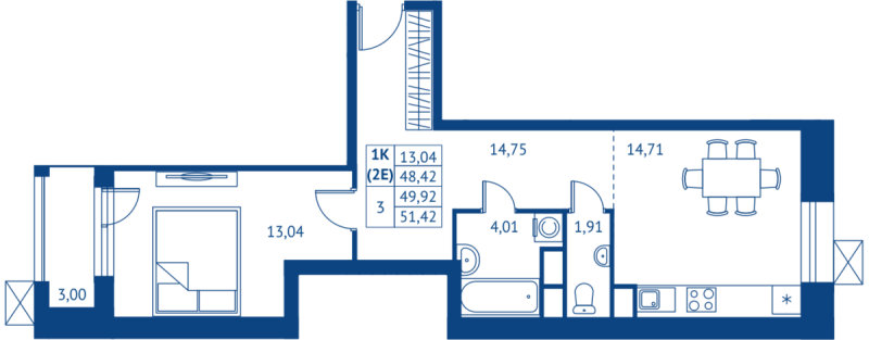 1 ккв 48,4 м²