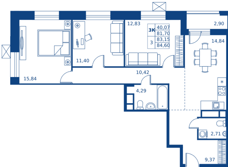 3 ккв 81,7 м²