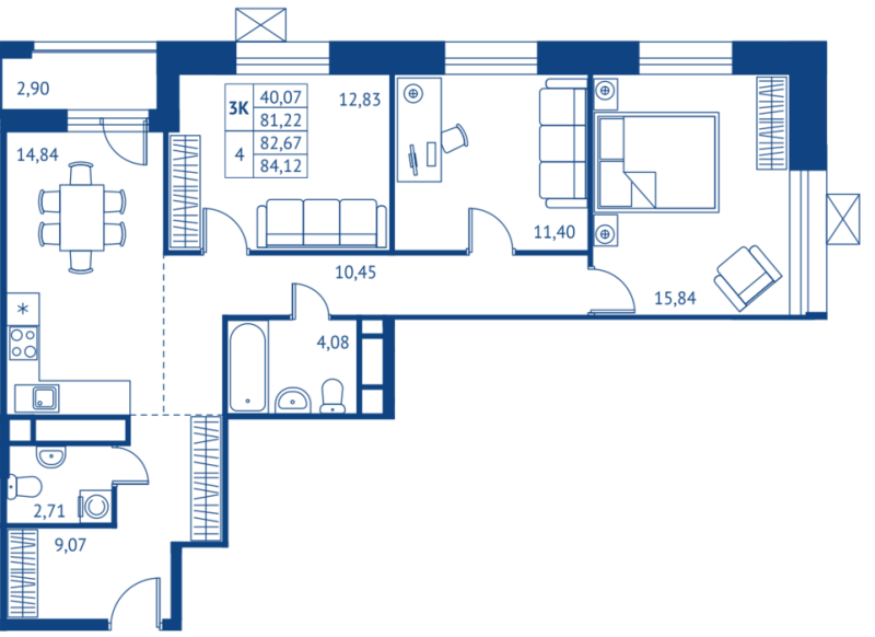 3 ккв 81,2 м²