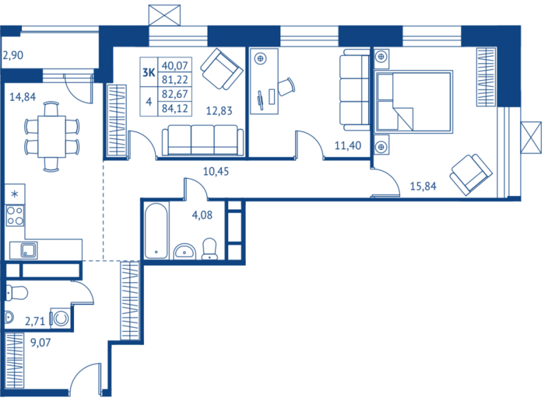 3 ккв 81,2 м²