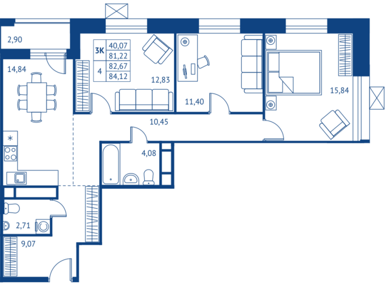 3 ккв 81,2 м²