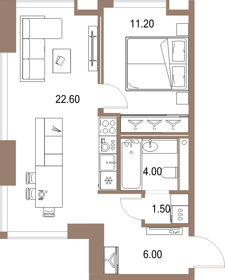 2 ккв (Евро) 45,3 м²