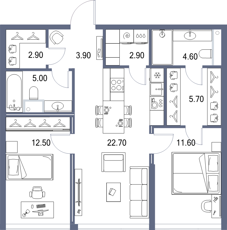 3 ккв (Евро) 71,8 м²