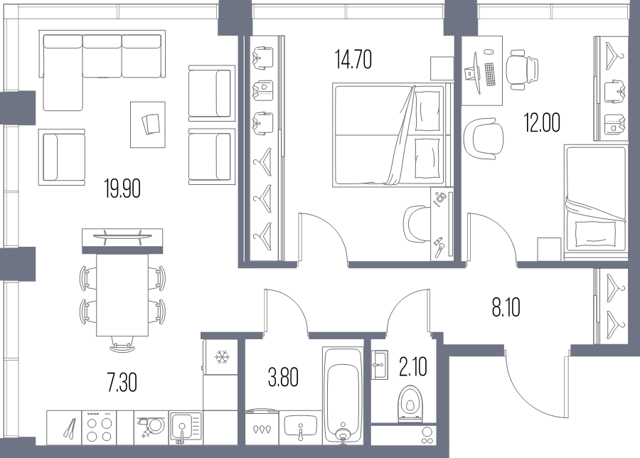 3 ккв (Евро) 67,9 м²