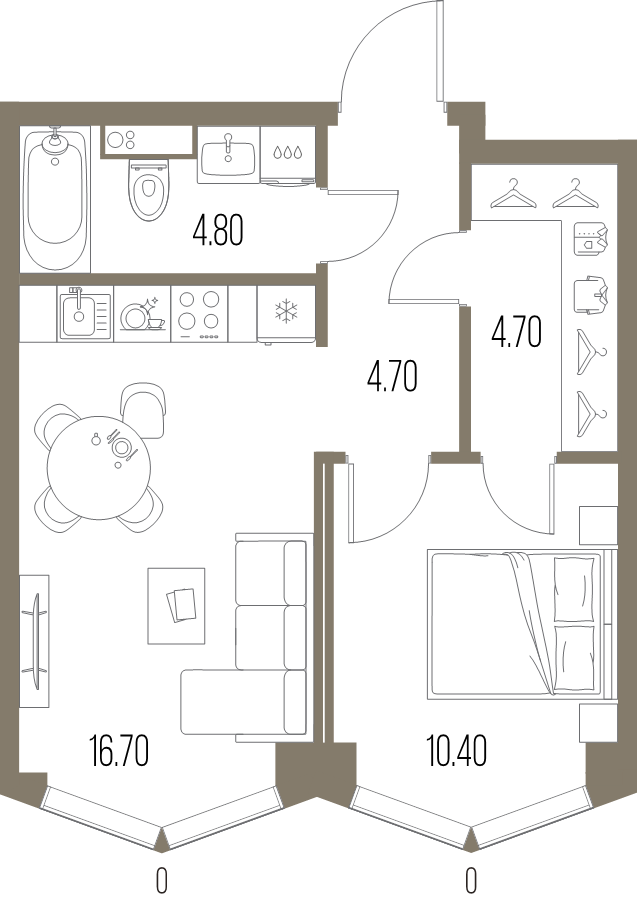 2 ккв (Евро) 41,3 м²