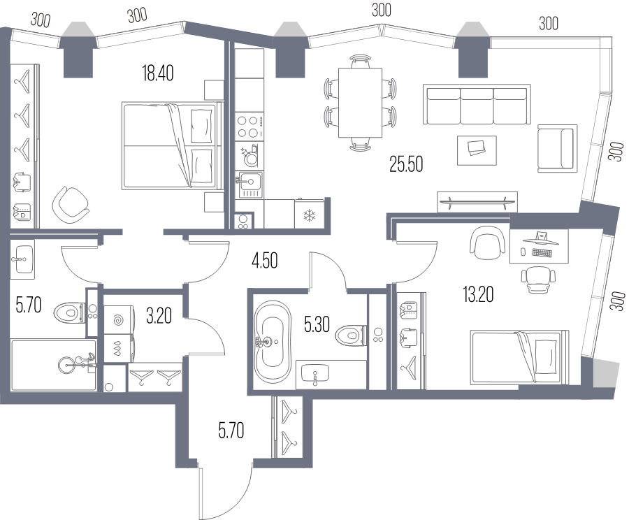 3 ккв (Евро) 81,5 м²