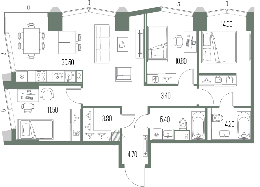 4 ккв (Евро) 88,3 м²
