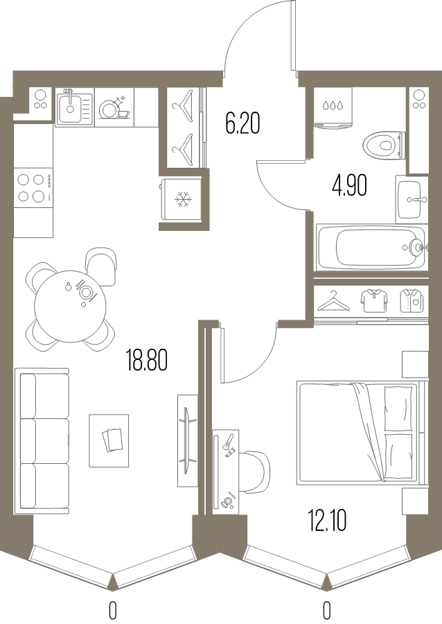 2 ккв (Евро) 42 м²