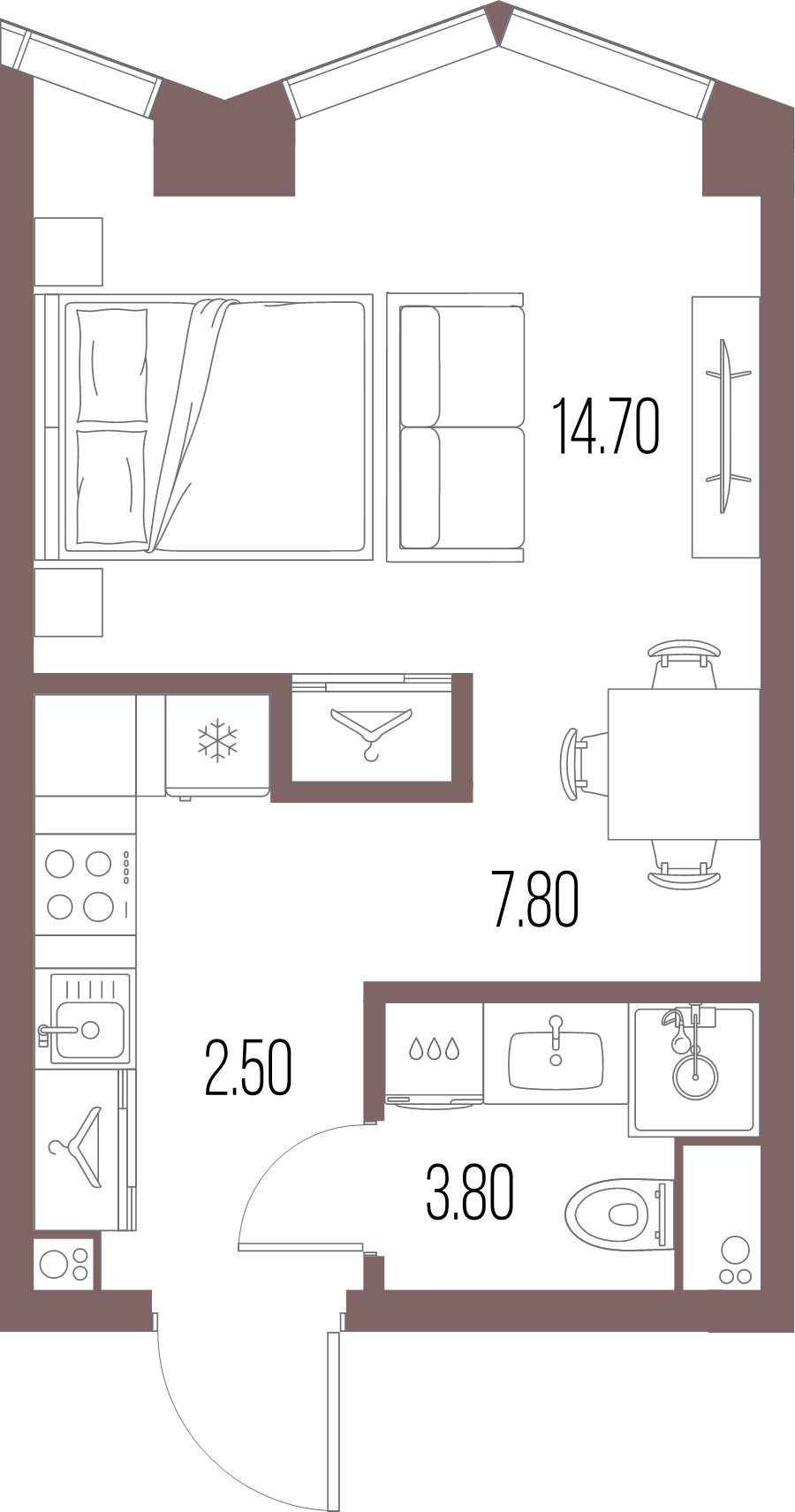 Студия 28,8 м²