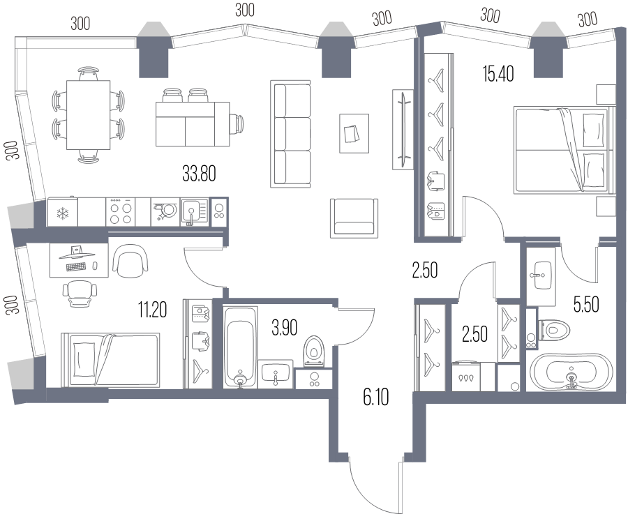 3 ккв (Евро) 80,9 м²
