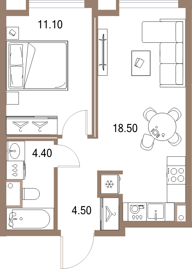 2 ккв (Евро) 38,5 м²