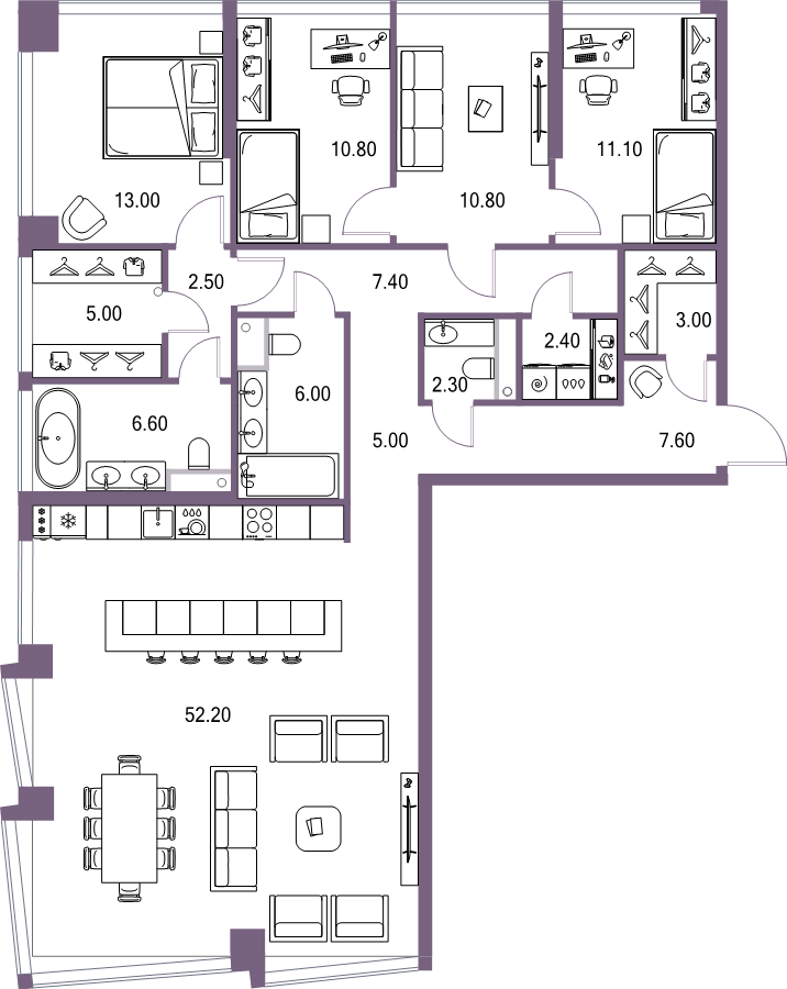 5 ккв (Евро) 145,7 м²