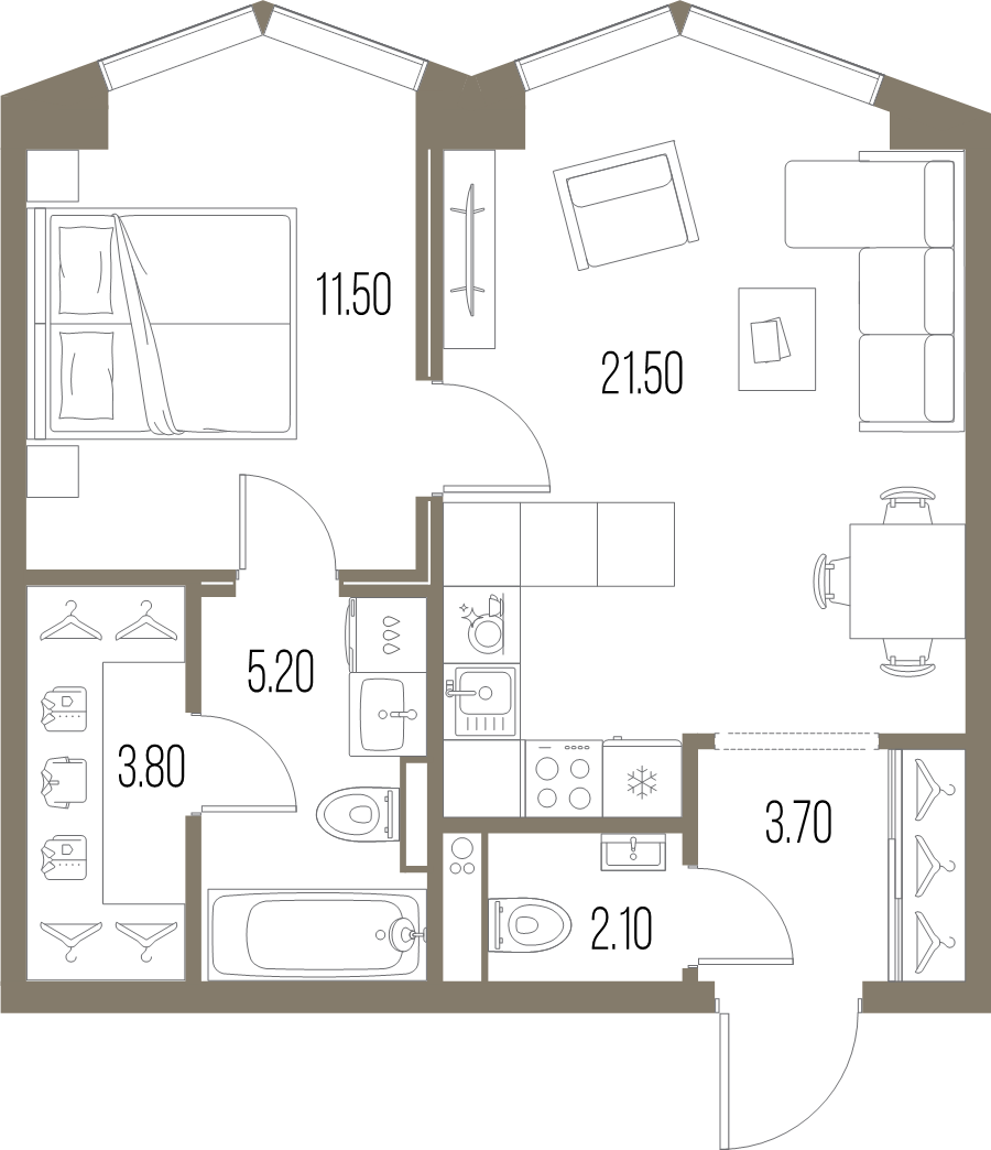 2 ккв (Евро) 47,8 м²