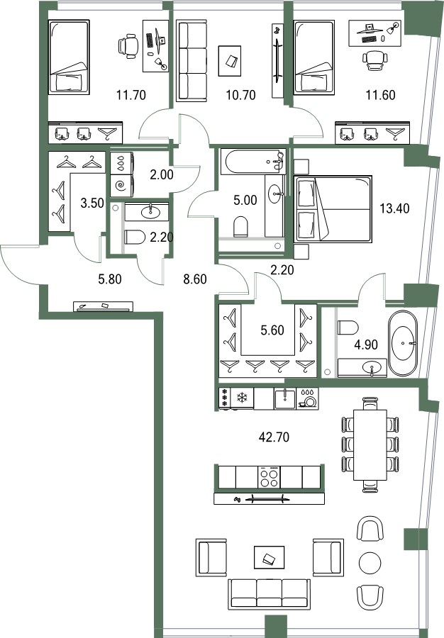 5 ккв (Евро) 129,9 м²