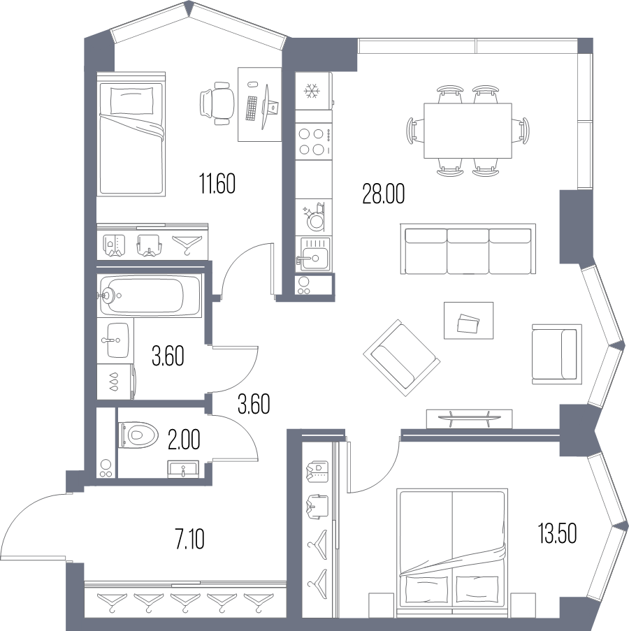 3 ккв (Евро) 69,4 м²