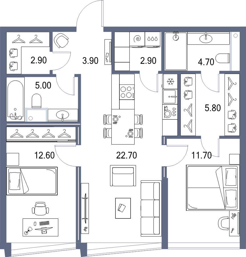 3 ккв (Евро) 72,2 м²