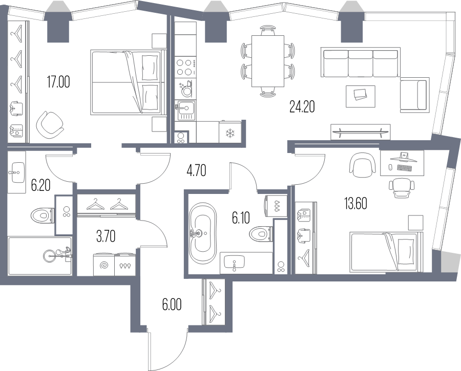 3 ккв (Евро) 81,5 м²