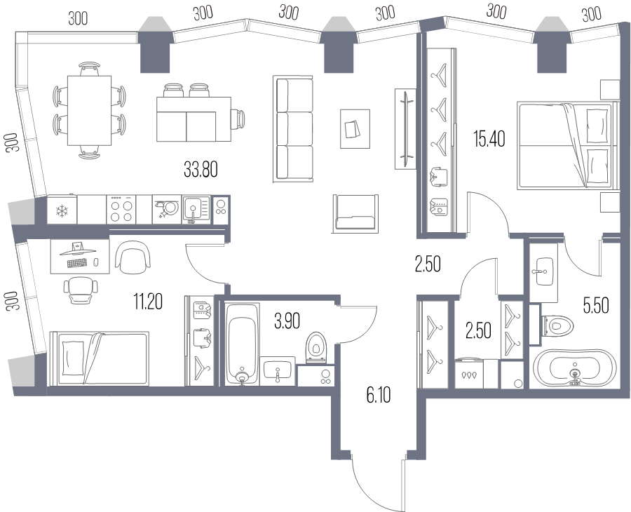 3 ккв (Евро) 80,9 м²