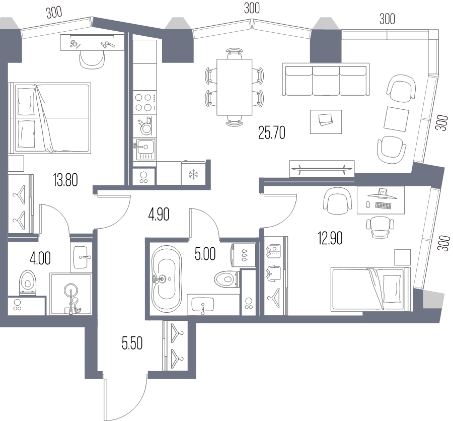 3 ккв (Евро) 71,8 м²