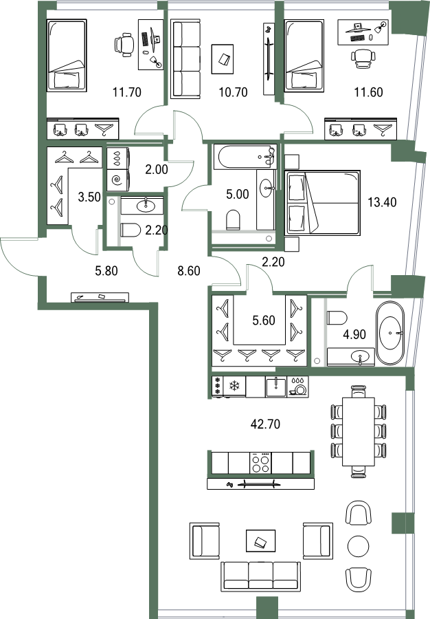 5 ккв (Евро) 129,9 м²