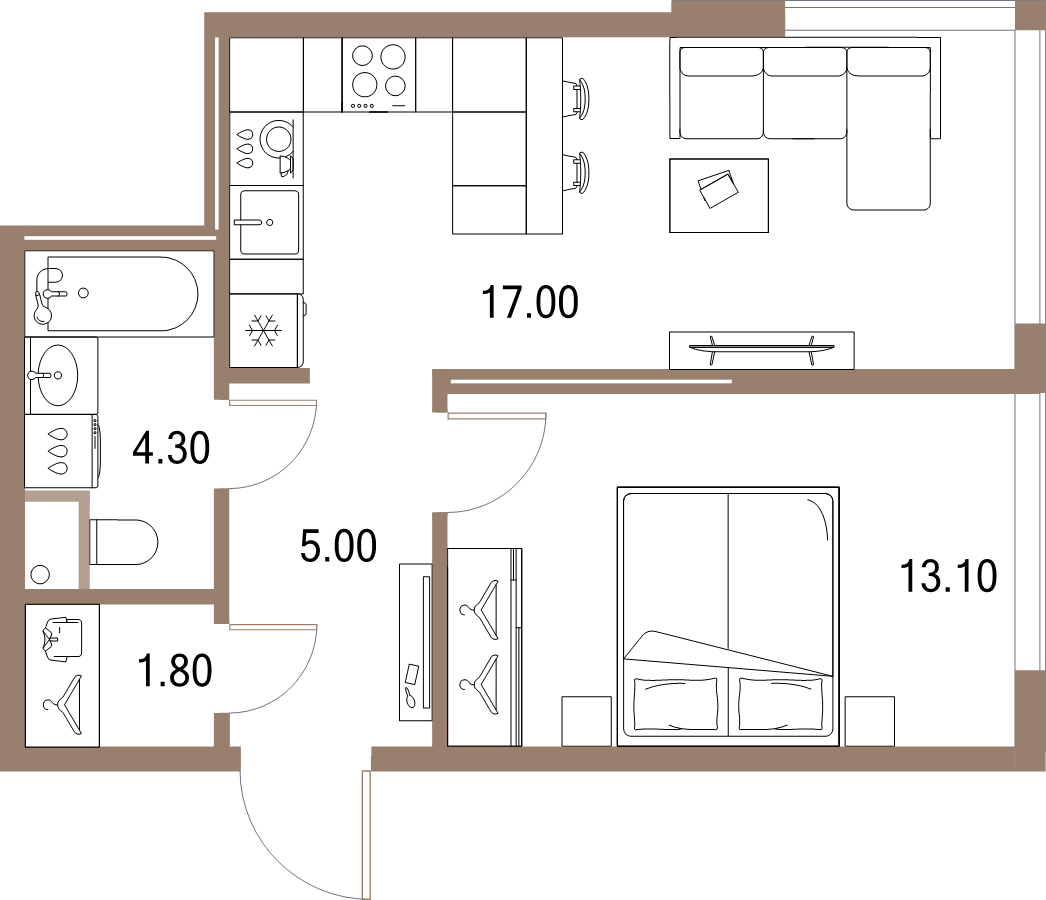 2 ккв (Евро) 41,2 м²