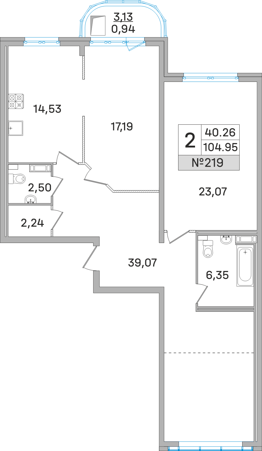 3 ккв (Евро) 105,3 м²