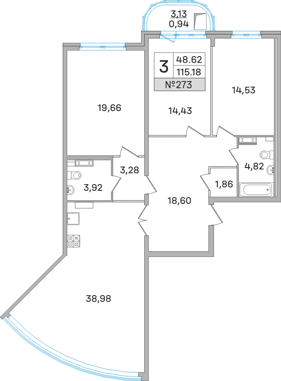 4 ккв (Евро) 118,6 м²