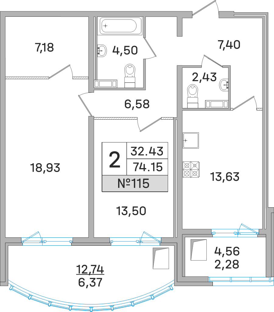 2 ккв 73 м²