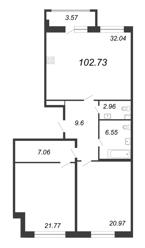 3 ккв (Евро) 102,7 м²