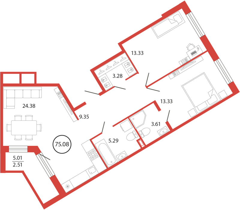 3 ккв (Евро) 79,3 м²