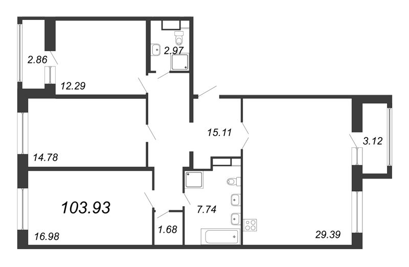 4 ккв (Евро) 103,9 м²