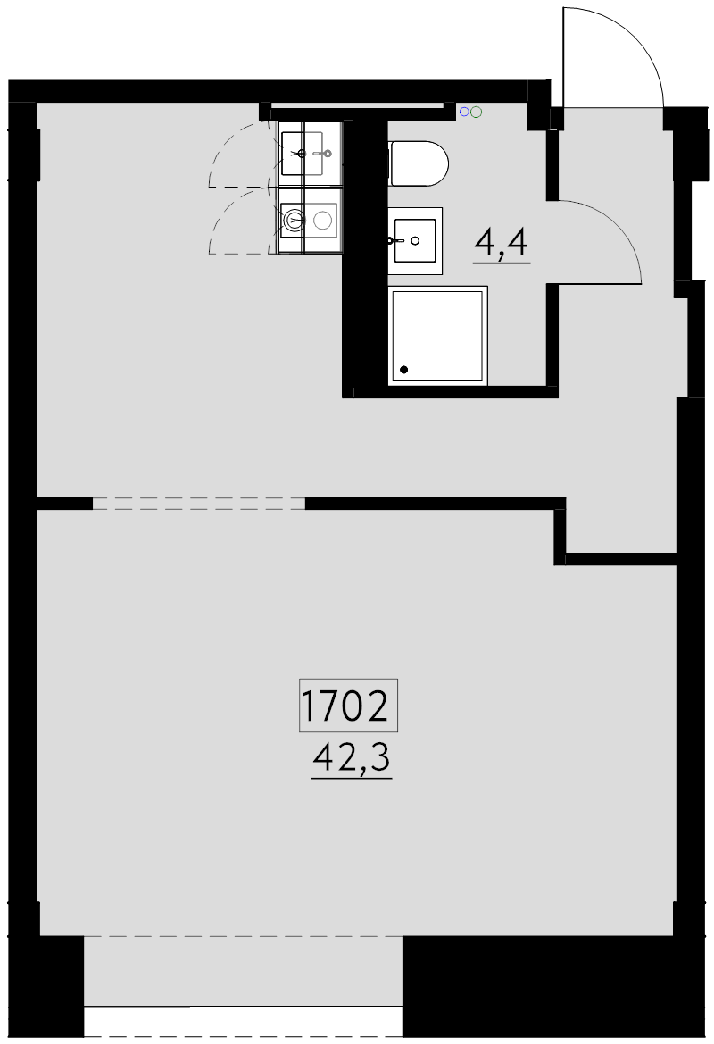 Студия 42,3 м²