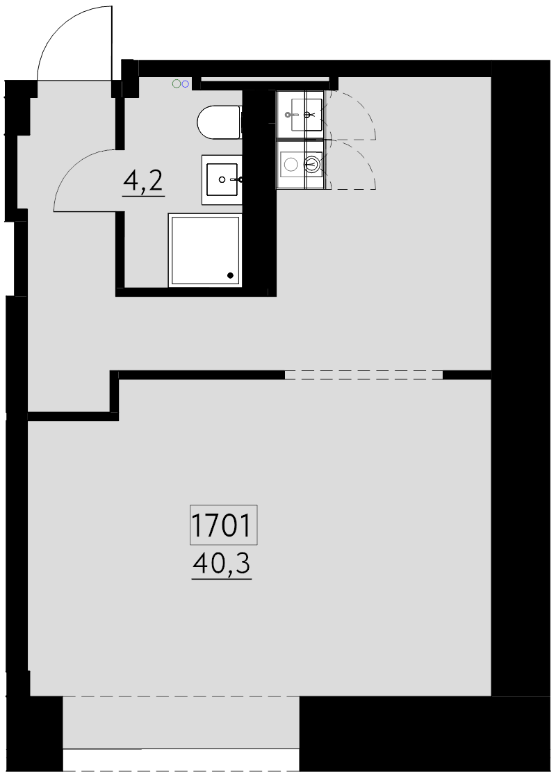 Студия 40,3 м²
