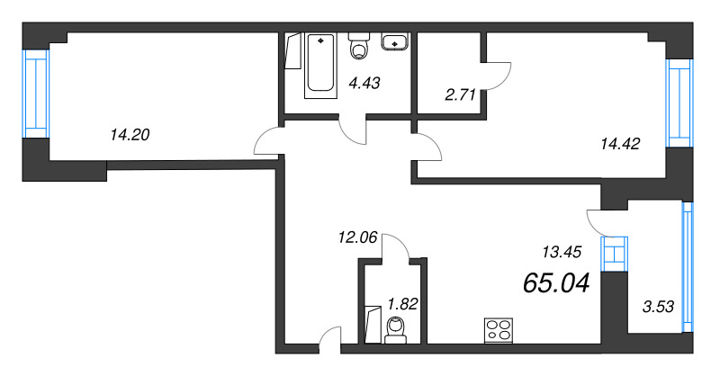 2 ккв 65 м²