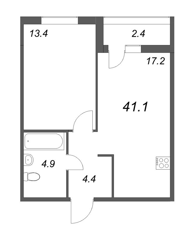 2 ккв (Евро) 41,3 м²