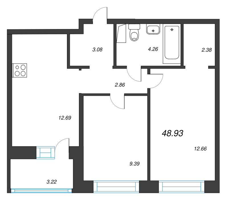 2 ккв 48,9 м²