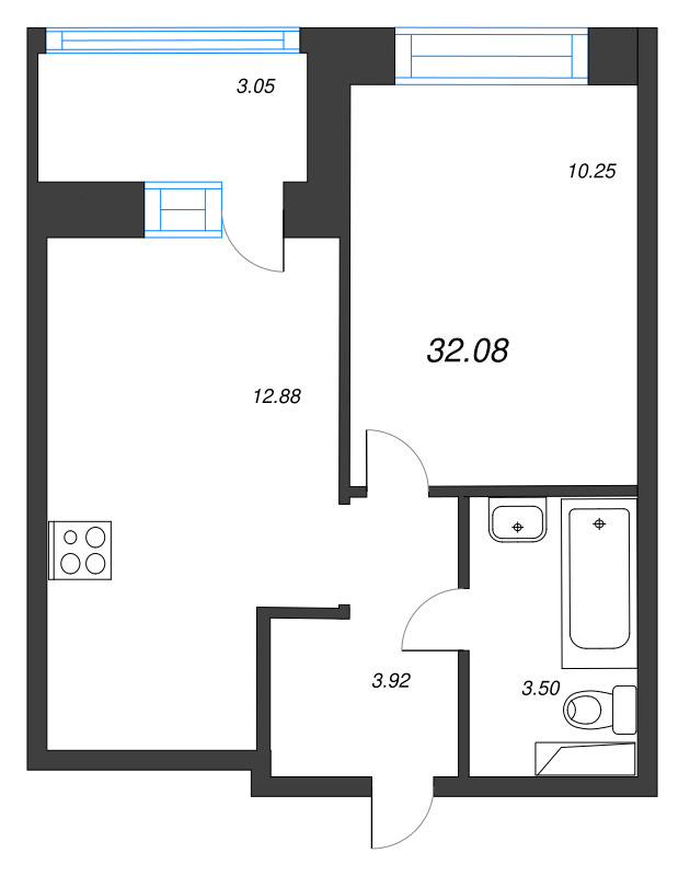 1 ккв 32,1 м²