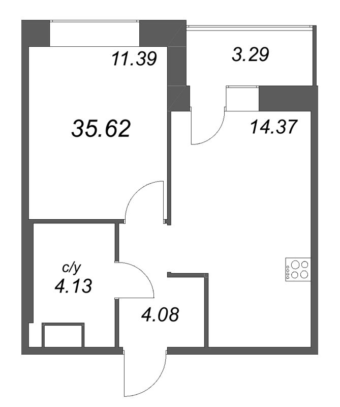 1 ккв 35,6 м²