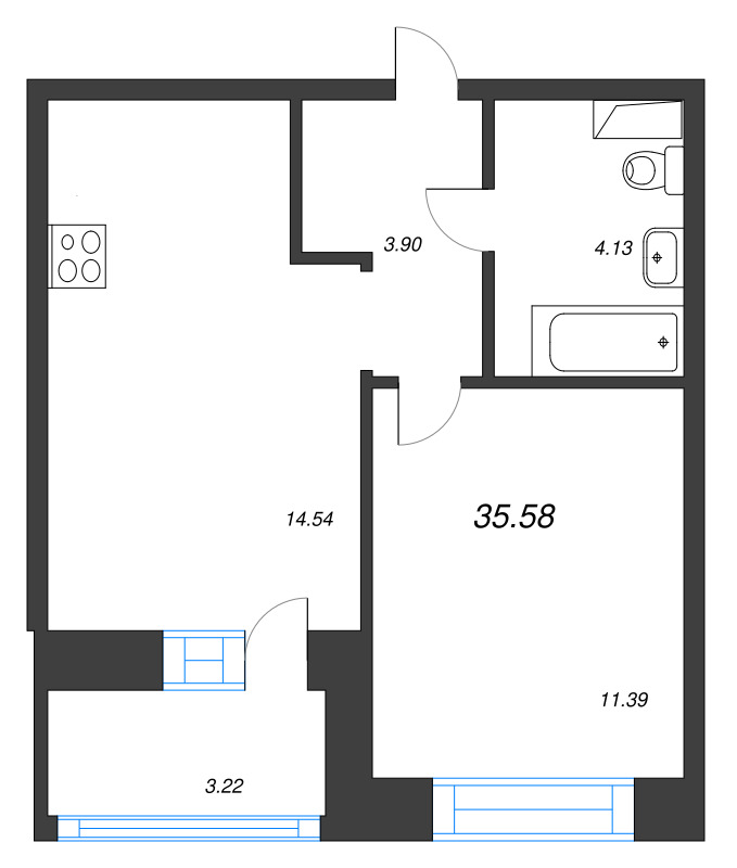 1 ккв 35,6 м²