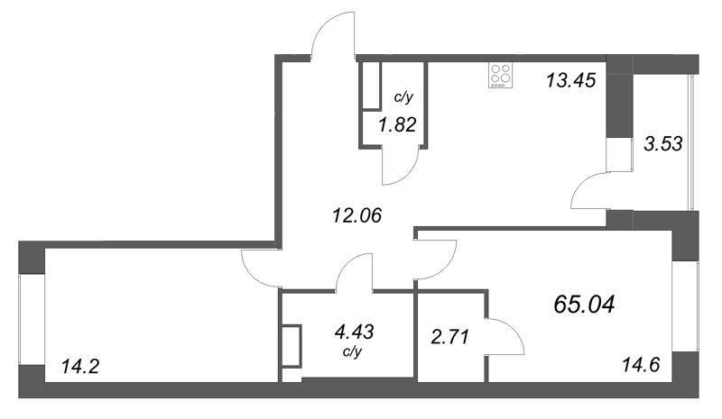 2 ккв 65 м²