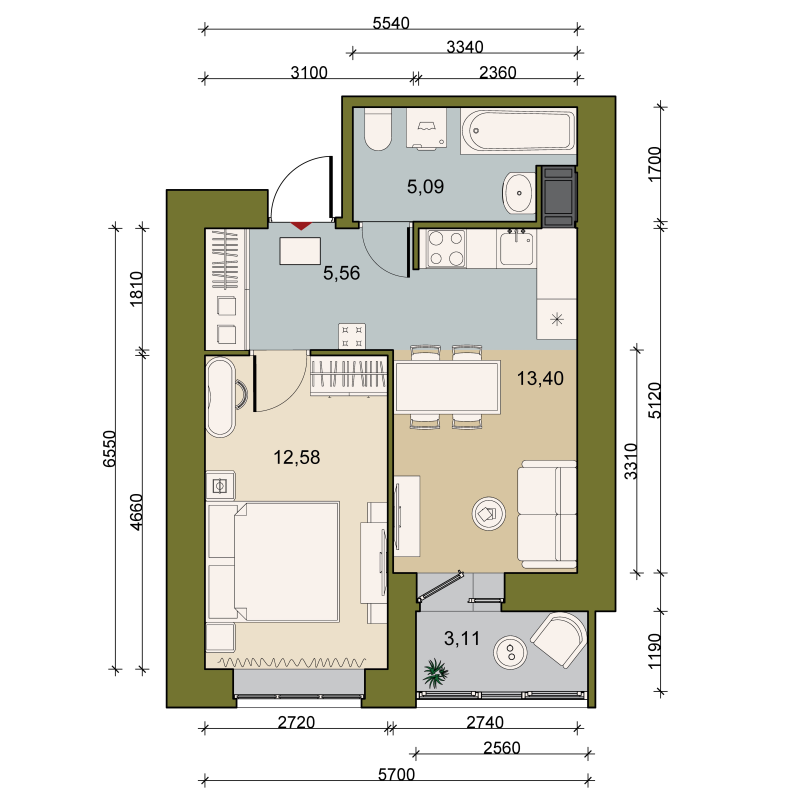 1 ккв 38,7 м²