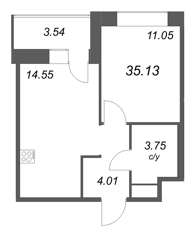 1 ккв 35,1 м²
