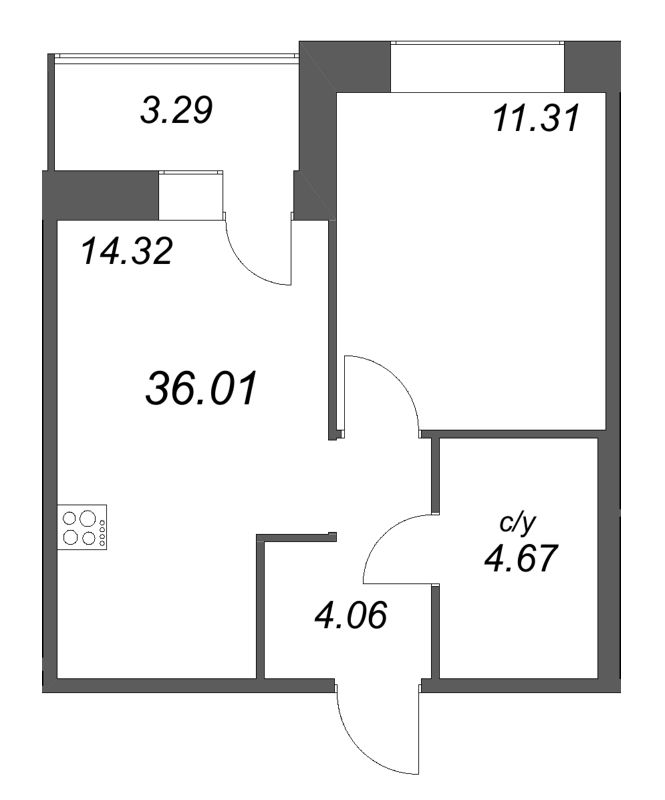 1 ккв 36 м²