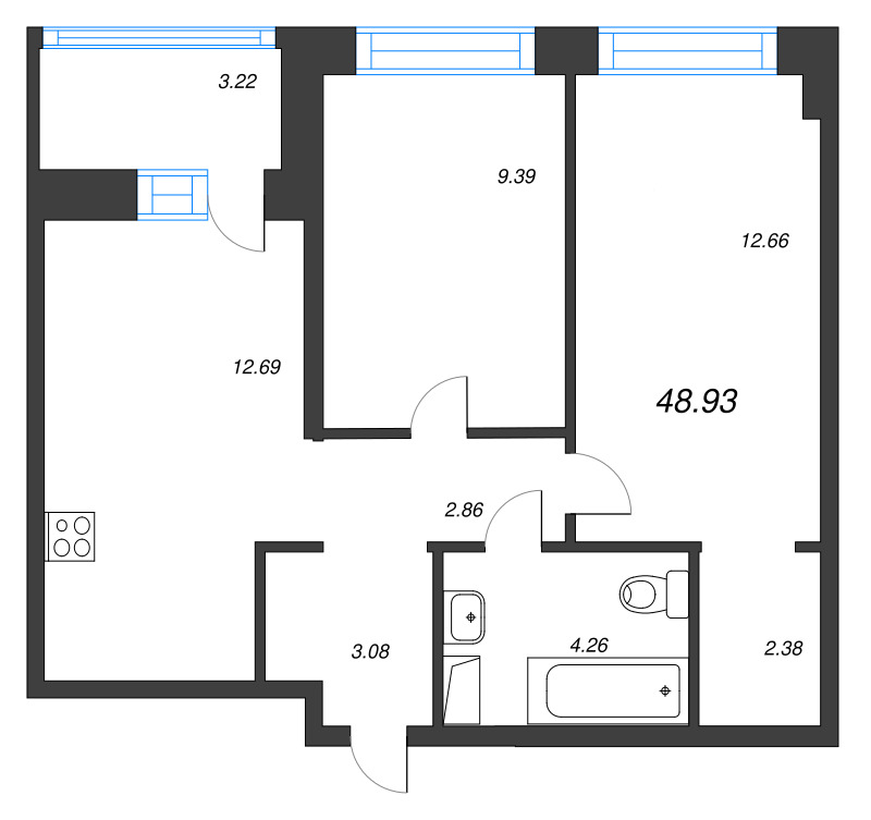 2 ккв 48,9 м²