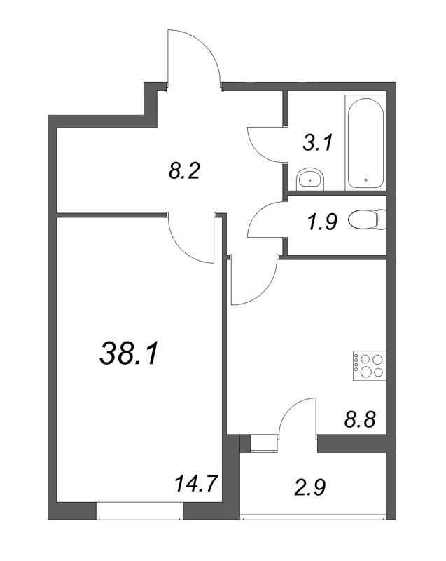 1 ккв 38,2 м²