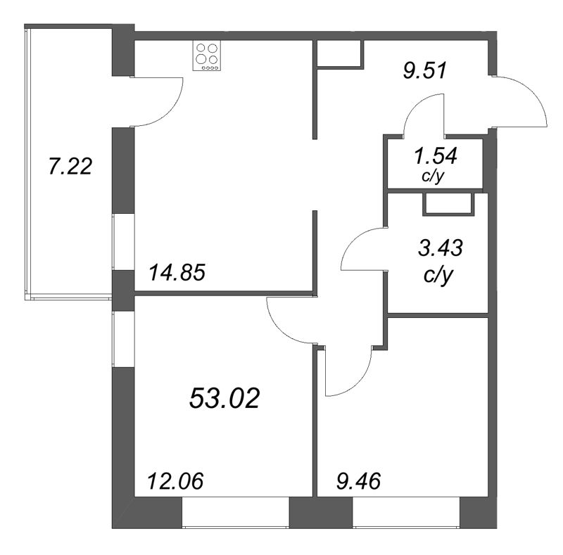 2 ккв 53 м²