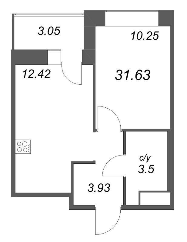 1 ккв 31,6 м²