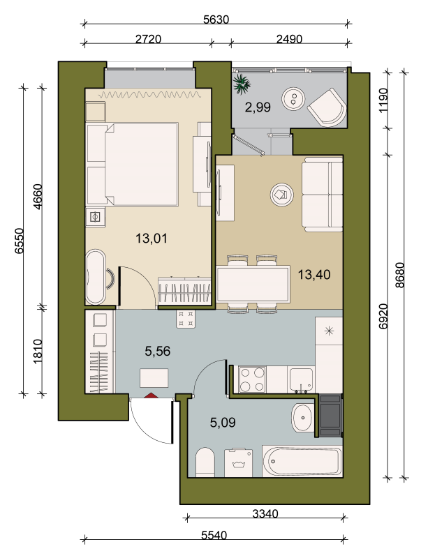 1 ккв 38,3 м²