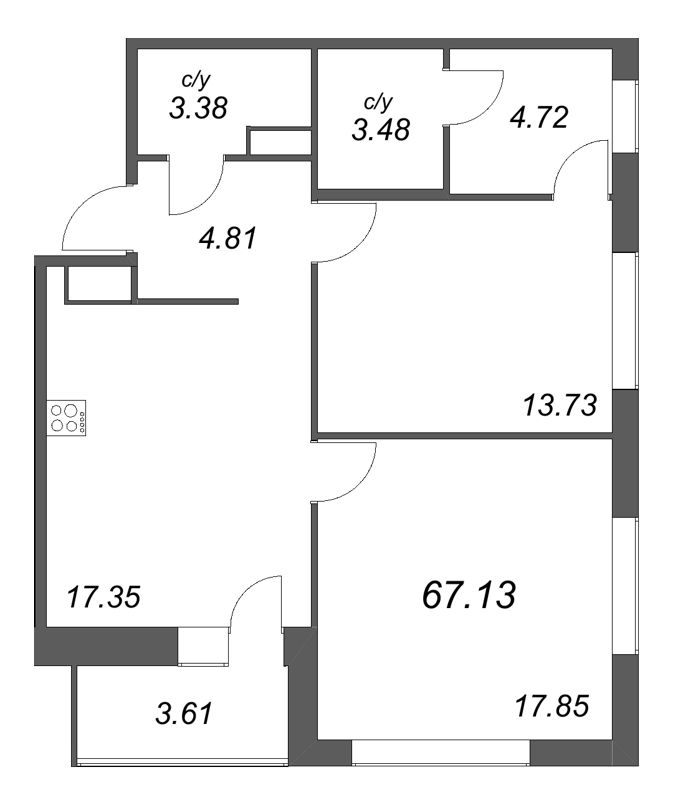 2 ккв 67,1 м²