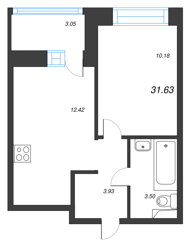 1 ккв 31,6 м²